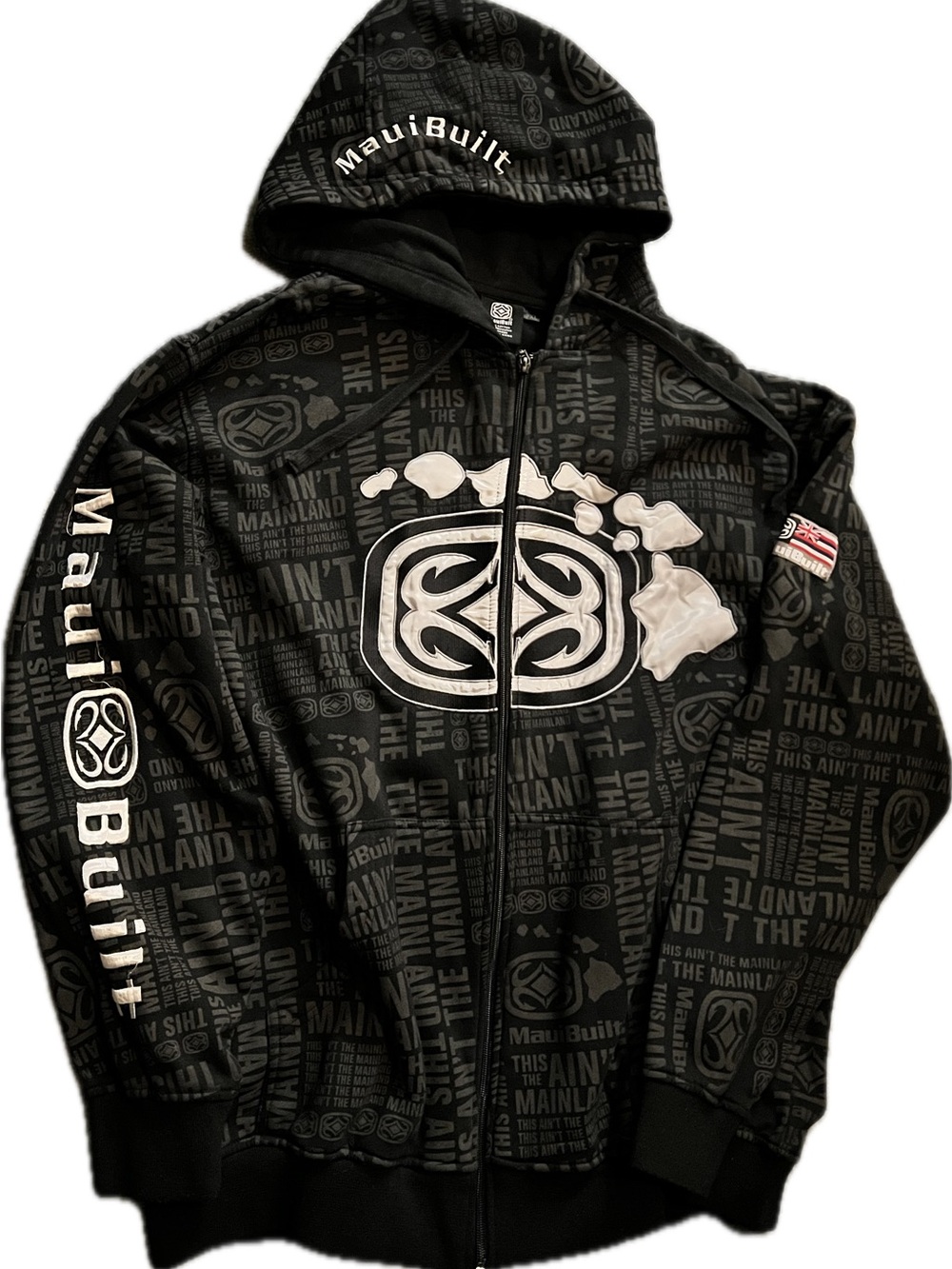 Maui Built Men's Black Graphic Zip Up Hoodie